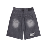 25SS ヘムラインデストロイドデニムショートパンツ グレー