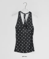 Fling Halter Dot V-Neck Sleeveless