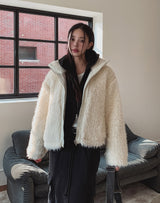 Light Boucle String Fur Jacket