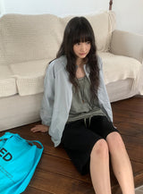 ソハUネックボーダーストラップ半袖Tシャツ