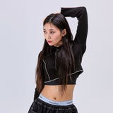 Logo Crop Hoodie Black