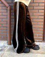 Minil Velvet Lace Banding Strap Wide Fit Training Long Pants