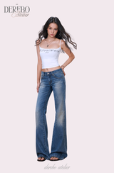 Roy Blue Dist Semi-Long Denim Pants