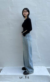 WIDE BLUE DENIM PANTS code 23000
