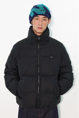 Soft and fluffy protein leather stand-collar short and neat down jacket