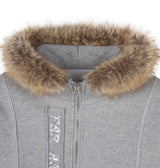 Amor brushed Raccoon Fur Hooded Zip-Up