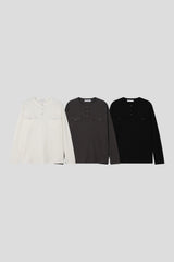 スナップヘンリーロングスリーブTシャツ (3color) (No.1010)