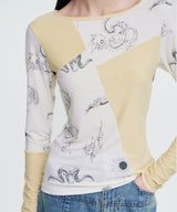 Elemental Motif Patchwork T-shirt _ YELLOW