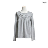(3color) リボンシャーリングフレア長袖Tシャツ