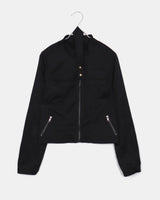 Muhee No Collar Neck Strap Two-Burton Two-Pocket Crop Jacket