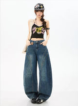 Vintage Curved Wide Denim – Relaxed High Waist Tencel Blend Jeans
