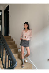 Gray Slimming Mini Pants Skirt