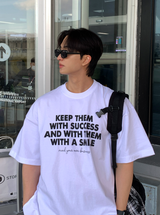 ナンバーキプデニムレタリングベーシックオーバーフィット半袖Tシャツ
