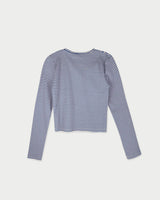 Stripe button t-shirt_blue