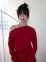 ONE-SHOULDER ELASTIC T (RED)