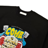 [UNISEX] C.O.M.E モータースポーツオーバーサイズプリントコットンジャージTシャツ（ブラック）