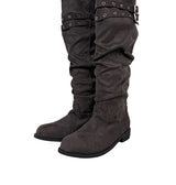 Double eyelet suede long boots