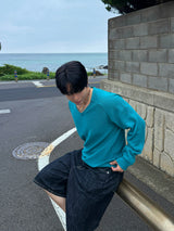 Indigo embo bermuda pants