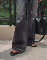 クルーダメージブーツカットデニムパンツ