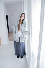 shirring neck hood zip-up(3colors)