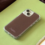 EMBROIDERY KNIT HARD JELL CASE _ BROWN