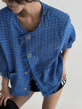 3 TAP Check Tweed Short Sleeve Jacket (2color)