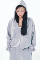 Pearl Hoodie Zip-Up Gray