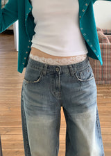 ピアッシングワイドデニムパンツ(S-L)