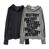 destroy hand hooded long sleeve