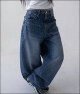 treat curved wide denim pants
