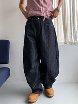 HERRINGBONE NONFADE BALLOON JEANS