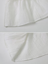#Cancan Puff Shirring Short Sleeve Blouse (2color)
