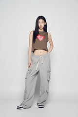 25SS アグリーハートクロップスリーブレス アッシュココア