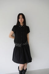アンバランスミディスカート (BLACK)