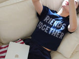 フレンズトゥギャザーパッチワークTシャツ - Navy (Fit Type)
