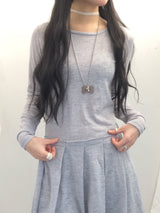 line and pleated dress
