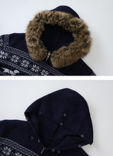 Nordic Fur Hood Knit Zip-up (2color)