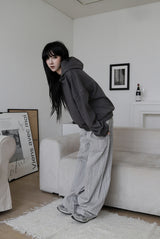 High-neck cut-off hood zip-up