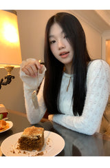 Daisy lace cuffs long-sleeved t-shirt