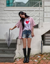 Fruity Pocket Stripe Roll-up Short Sleeve Shirt