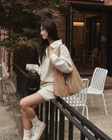 Niyou V-neck knitwear & short pants set