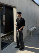 Solis Henley Neck Long Sleeve Knit Tee (4 Colors)