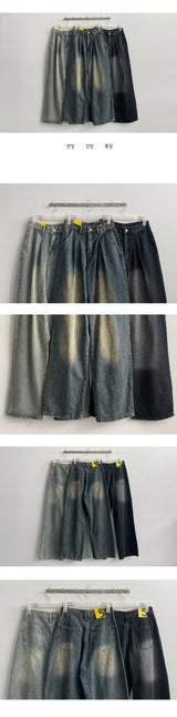 Lese pintuck wide denim pants