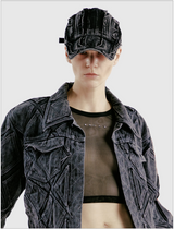DIAMOND PATCH WASHING BLACK DENIM JACKET