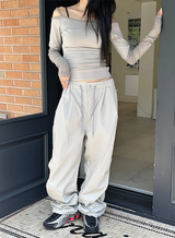 [S/S] オフショルダーシャーリングロングスリーブ
