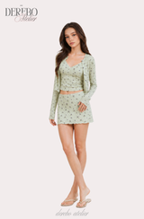 Green Tea Lounge Cardigan Three-Piece Set (3 SET)