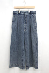 Washed Denim Wide Pants