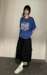Ezlong Round Letter Tattoo Graphic Oversized T-Shirt 3color