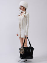 Fluffy Tambourine Chain Bag - Leopard