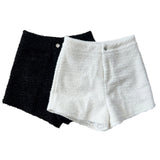 Snug Cozy Tweed High-Waist Shorts